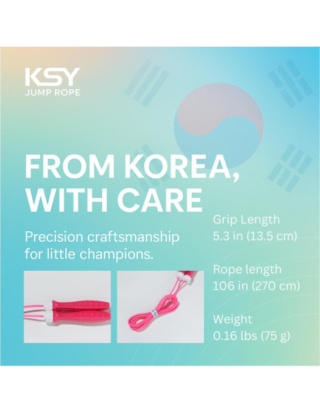 Cuerda de Salto KSY Kids Rosa Brillante - Ajustable 270 cm