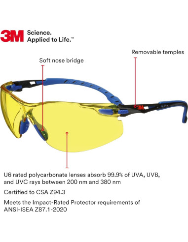 Gafas de Seguridad 3M Solus 1000 Lente Ámbar Anti-Niebla
