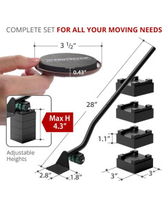 Deslizadores de Muebles X-Protector + Elevador 4 PCS 10.9 cm 2