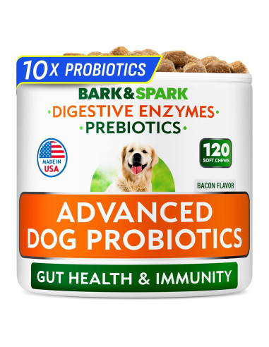Suplementos Probioticos Bark&Spark 120Ct para Perros - Salud Digestiva