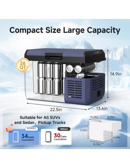 Refrigerador de Coche BODEGACOOLER 25L IPX4 Ultra Silencioso