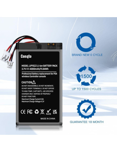 Batería de Reemplazo 4000mAh para Controlador PS4 Pro/Slim
