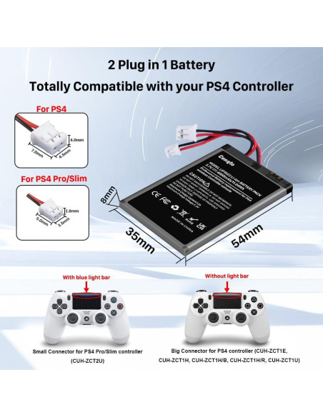 Batería de Reemplazo 4000mAh para Controlador PS4 Pro/Slim