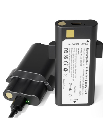Paquete de 2 Baterías Recargables Litio Brady M210 2400mAh USB-C