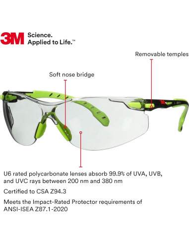 Gafas de Seguridad 3M Solus 1000, Lente Anti-Niebla, UV