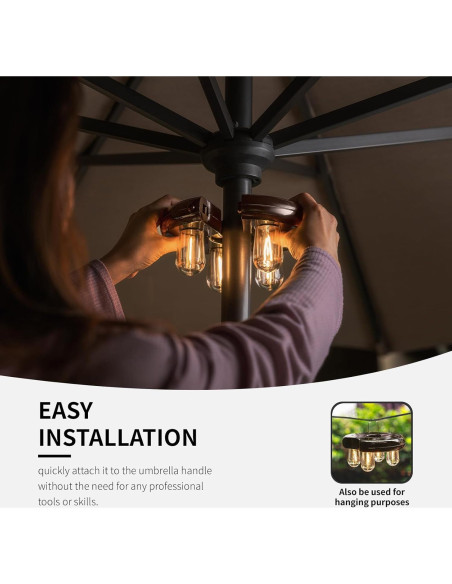 Luz de Paraguas LED Nora Gift - Bombillas Edison, 200 Lúmenes