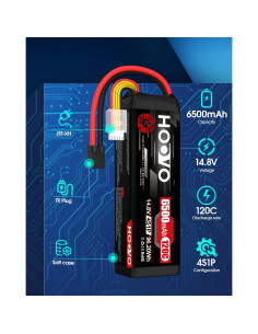 Batería Lipo HOOVO 4S 14.8V 6500mAh 120C - 2 Paquetes 2