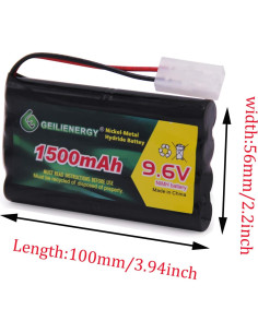 Paquete de 2 Baterías Recargables NI-MH 9.6V 1500mAh Tamiya 2