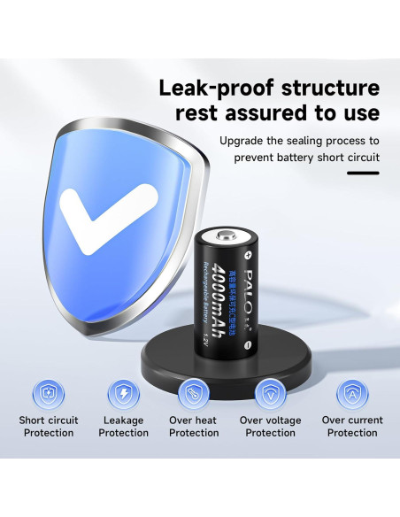 Baterías recargables C Ni-MH 4000mAh Palowextra - Paquete de 6