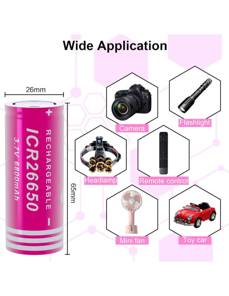 Batería Recargable 26650 PAOWANG 6800mAh Cabeza Plana