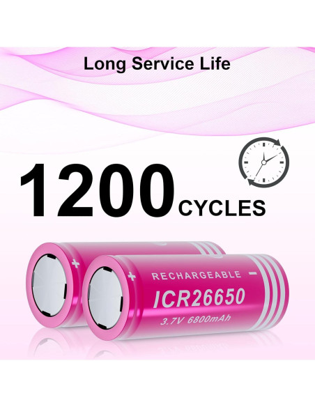 Batería Recargable 26650 PAOWANG 6800mAh Cabeza Plana