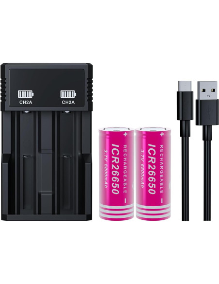 Batería Recargable 26650 PAOWANG 6800mAh Cabeza Plana