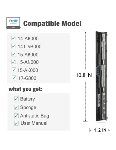 Batería de Laptop HP Pavilion KI04 2600mAh 14.8V Li-ion 2