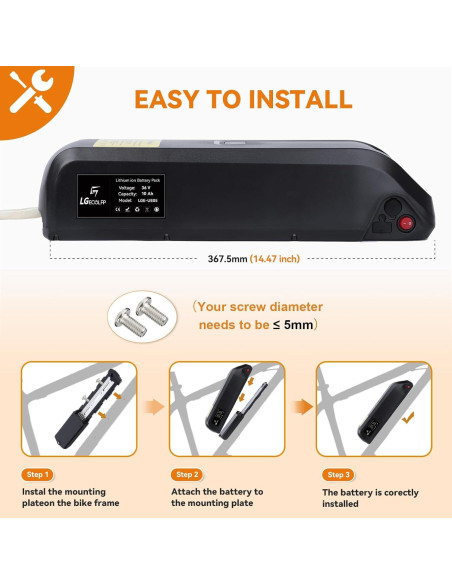 Batería de Litio 36V 10Ah con USB y 30A BMS - LGECOLFP