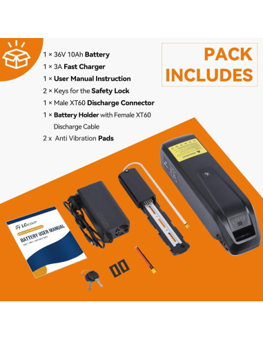 Batería de Litio 36V 10Ah con USB y 30A BMS - LGECOLFP