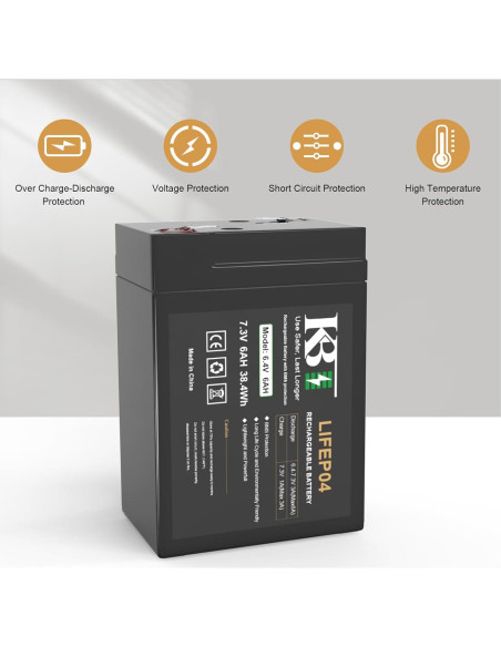 Batería Recargable LiFePO4 KBT 6V 6Ah con Cargador