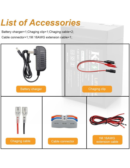 Batería Recargable LiFePO4 KBT 6V 6Ah con Cargador