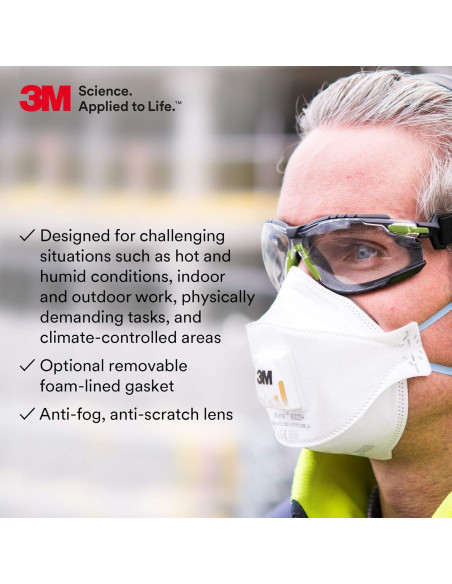 Gafas de Seguridad 3M Solus 1000 Lente Clara Marco Verde/Negro