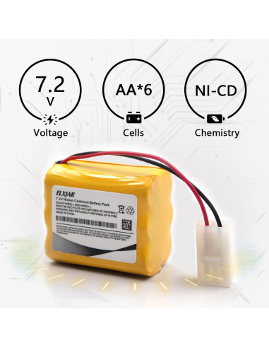 Paquete de Batería Recargable NiCd 7.2V 1000mAh Elxjar - 2 Unidades