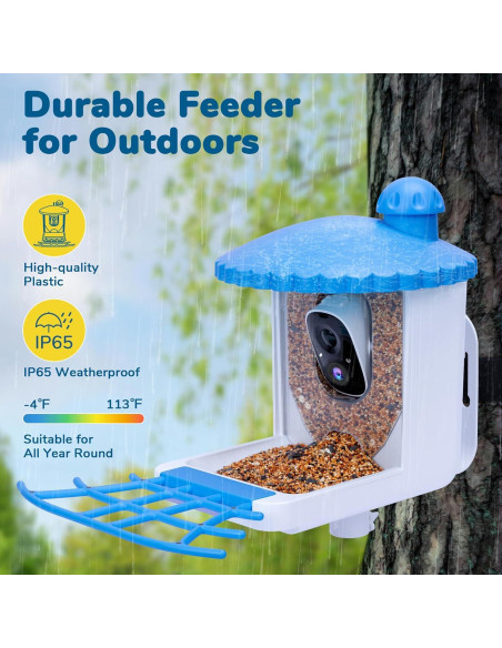 Comedero para Aves Twesync con Cámara 2K HD y Panel Solar