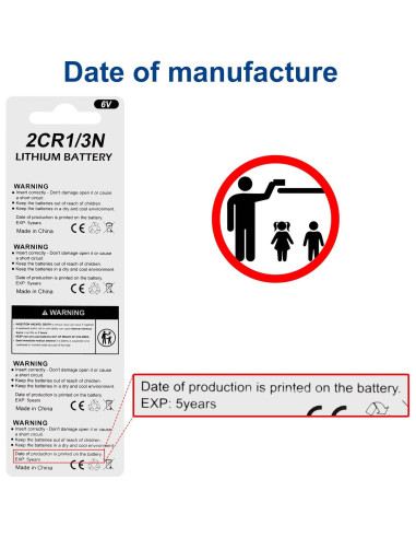 Batería 2CR1/3N 6V 170mAh Lfeeuiaty para Collares de Perro - Paquete de 10