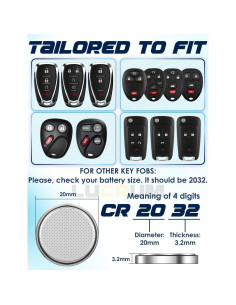 Baterías CR2032 Lucrum para Llave Buick - Paquete de 2 2
