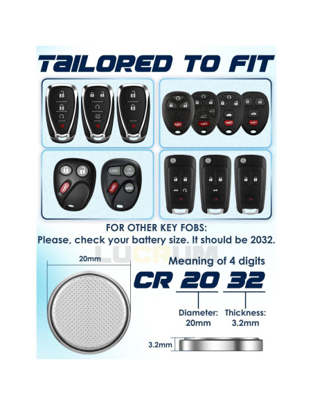 Baterías CR2032 Lucrum para Llave Buick - Paquete de 2