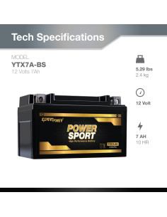 Batería de plomo-ácido ExpertPower YTX7A-BS 12V 7Ah 2