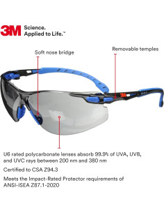 Gafas de Seguridad 3M Solus 1000 Lente Gris Anti-Niebla 2