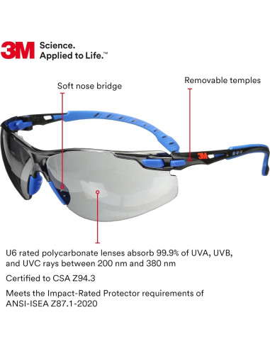 Gafas de Seguridad 3M Solus 1000 Lente Gris Anti-Niebla