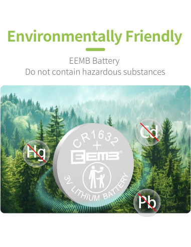 Paquete de 10 Baterías de Litio EEMB CR1632 3V 120mAh