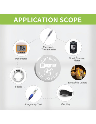 Paquete de 10 Baterías de Litio EEMB CR1632 3V 120mAh