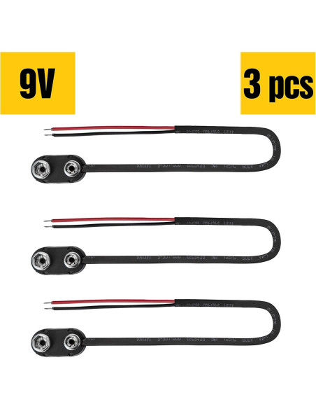 Conector de Clip para Batería de 9V KASSupply - 3 Piezas