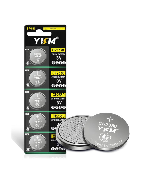 Paquete de 5 Baterías de Litio YKM CR2330 3V para Control Remoto
