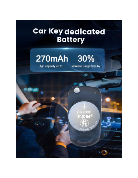 Paquete de 5 Baterías de Litio YKM CR2330 3V para Control Remoto