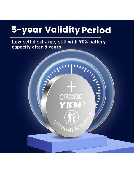 Paquete de 5 Baterías de Litio YKM CR2330 3V para Control Remoto