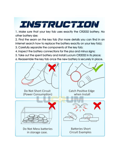 Batería CR2032 Lucrum 2-Pack para Control Remoto Liftmaster