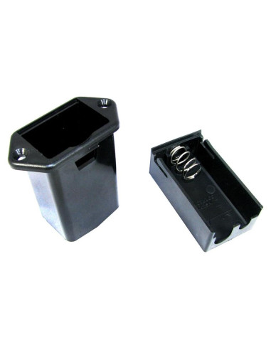 Bandeja de Batería 9V Externa - Plástico Negro - 2 Piezas