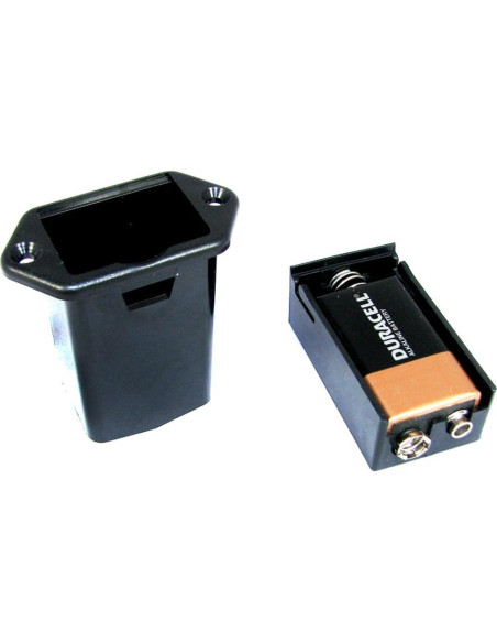 Bandeja de Batería 9V Externa - Plástico Negro - 2 Piezas