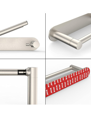 Soporte de Papel Higiénico Adhesivo WZRUA Acero Inoxidable Doble Poste