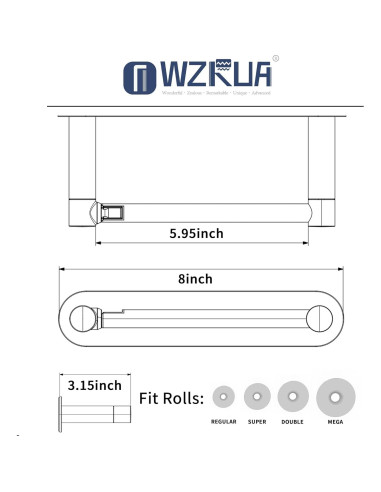 Soporte de Papel Higiénico Adhesivo WZRUA Acero Inoxidable Doble Poste