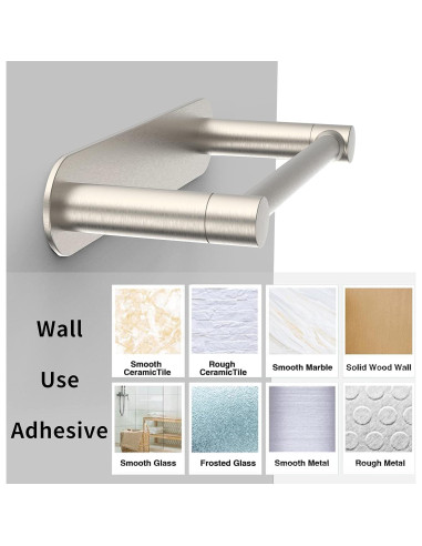 Soporte de Papel Higiénico Adhesivo WZRUA Acero Inoxidable Doble Poste