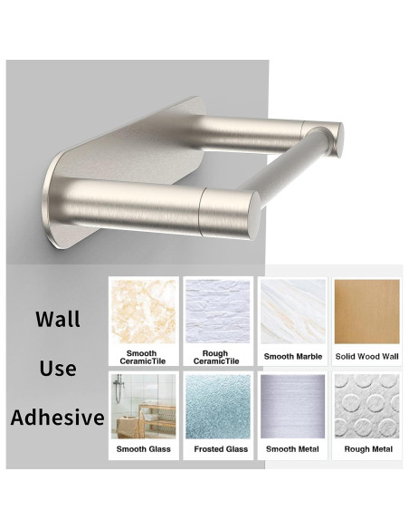 Soporte de Papel Higiénico Adhesivo WZRUA Acero Inoxidable Doble Poste