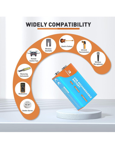 Batería Recargable 9V Maxwel 650mAh con Cable USB-C (Paquete de 2)