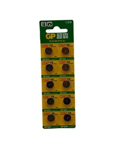 10 Baterías Alcalinas GP LR44 A76 1.5V para Dispositivos
