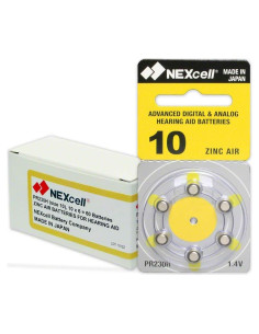 Baterías NEXcell PR70 Zinc-Aire para Audífonos - 60 Unidades
