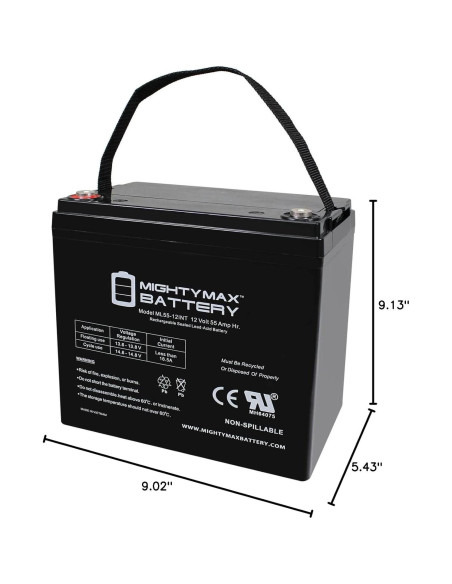 Batería Mighty Max ML55-12INT 12V 55AH Rosca Interna SLA AGM