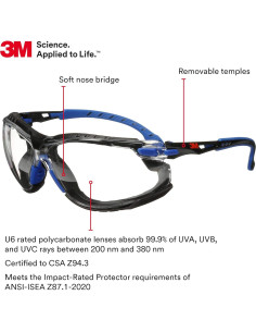 Gafas de Seguridad 3M Solus 1000 Lente Clara Anti-Niebla 2