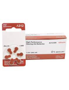 Baterías Premium para Audífonos Tamaño 312 - 60 Unidades