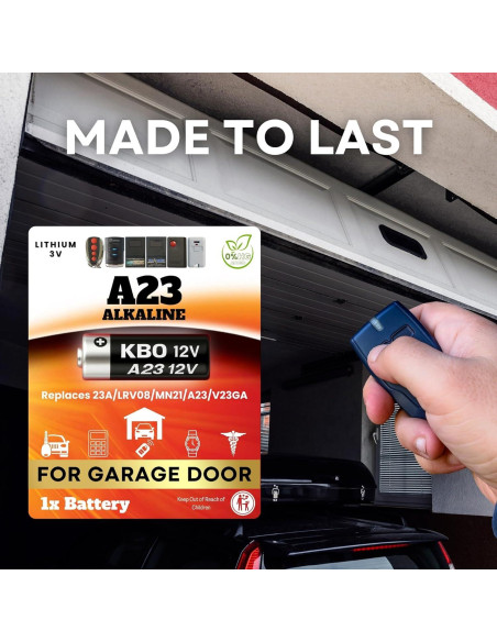 Batería A23 Alcalina 12V para Abridor de Puerta de Garaje